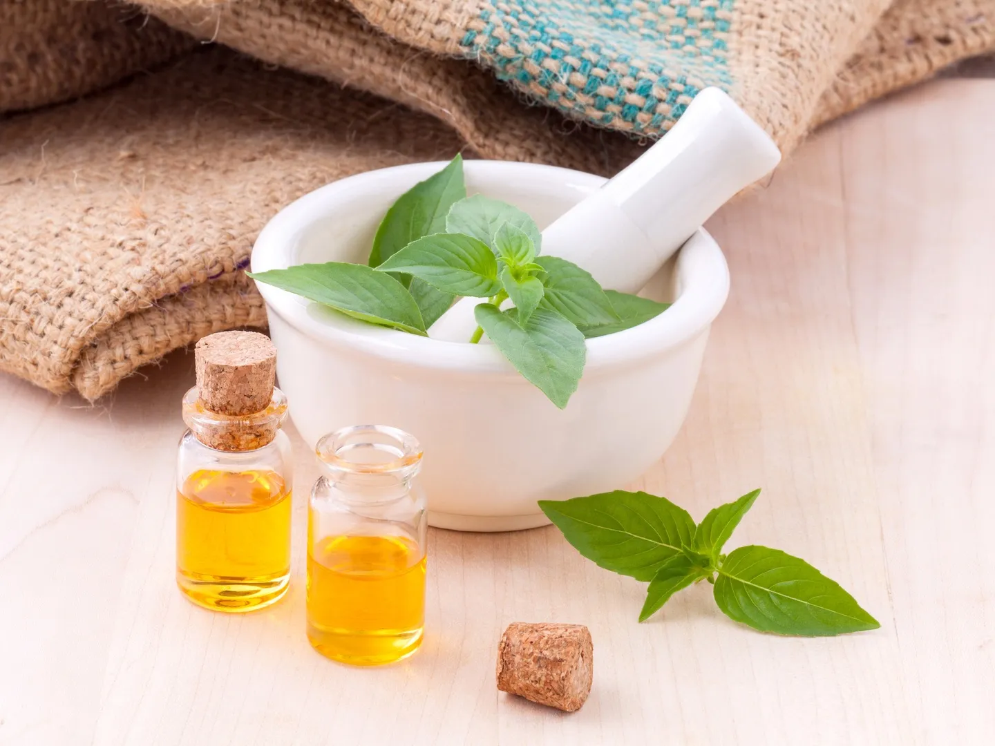 mint infused oil in jars