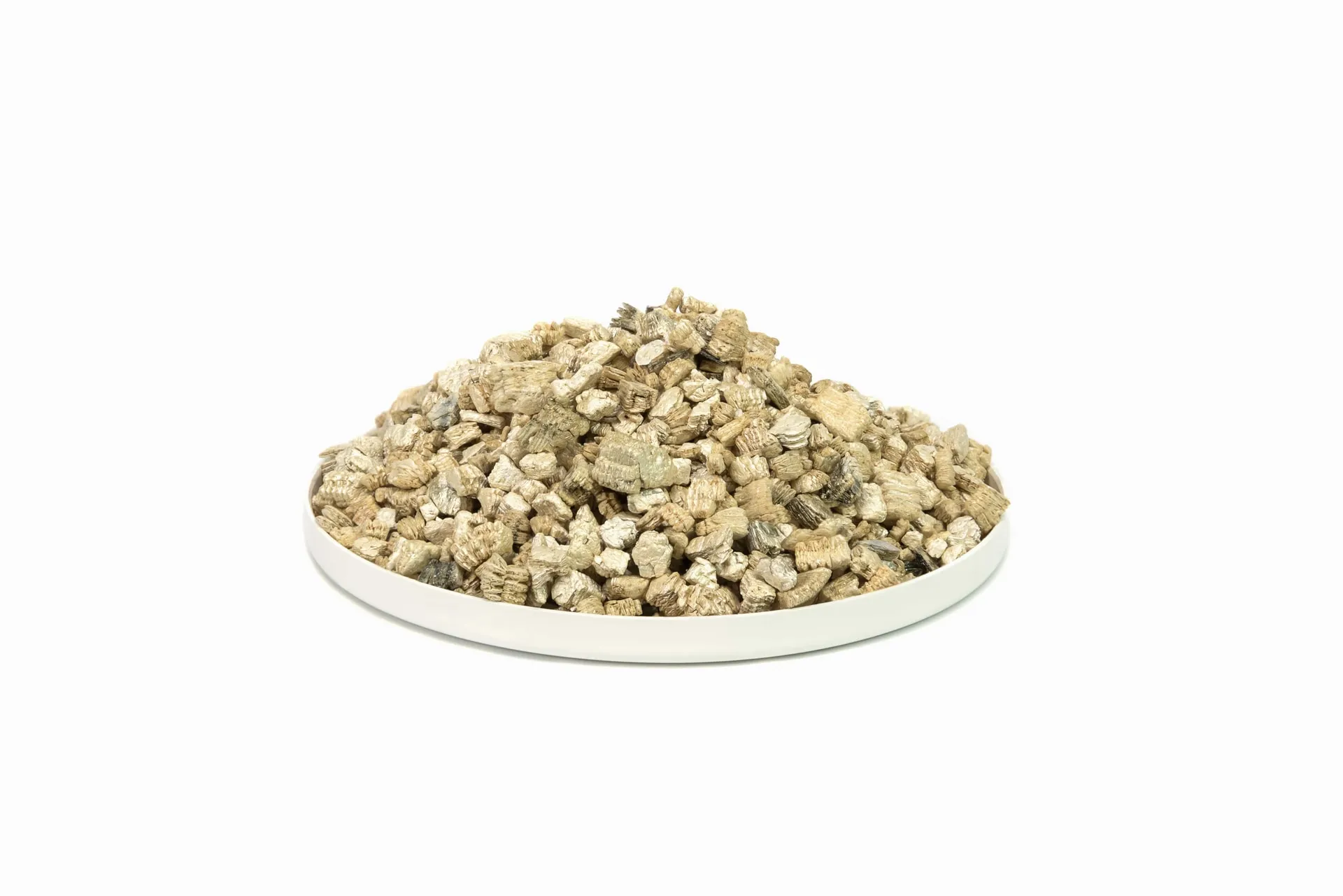 vermiculite in tray on white background